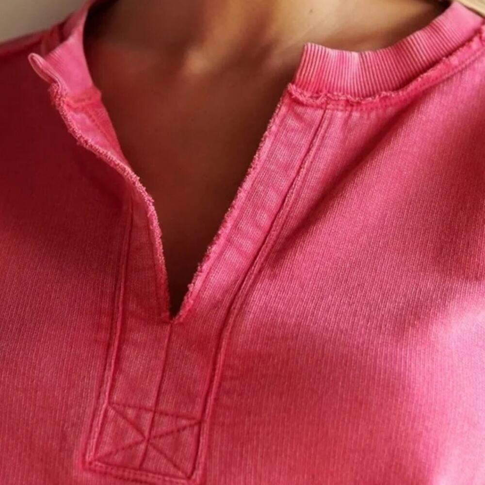 ANTHROPOLOGIE Pilcro Split Hem Tunic Pink Sweatshirt Pullover | S‌‌mall - Picture 5 of 13